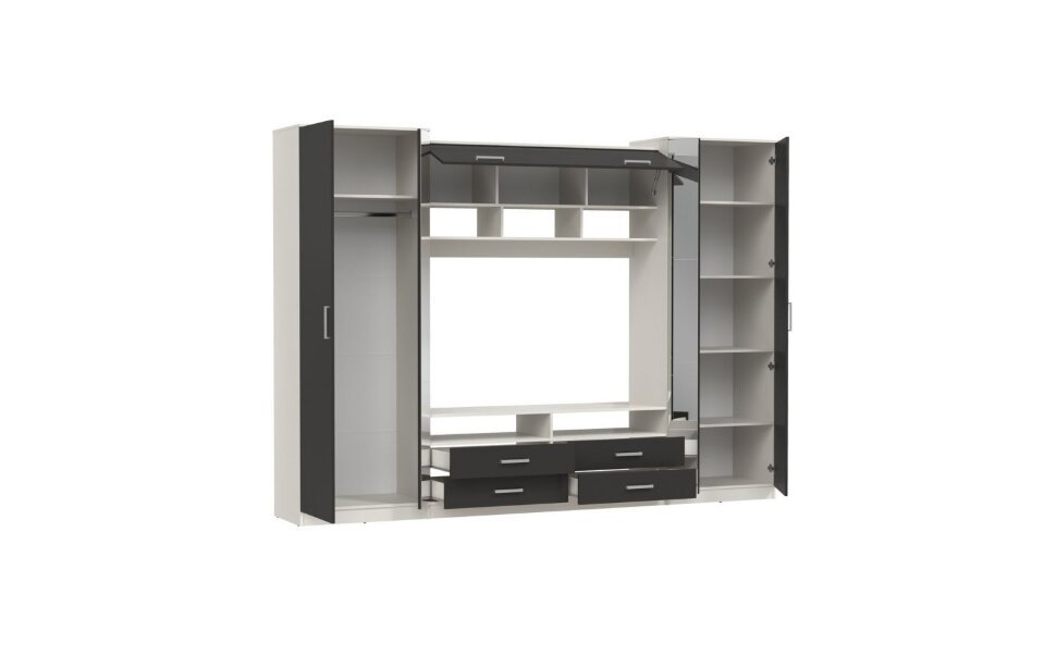 91.01 Вена шкаф многоцелевой Белый / Диамант серый