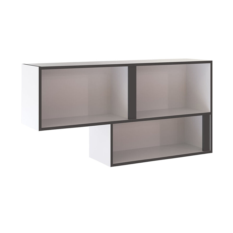 Полка навесная открытая Асцелла, Белый, Графит серый