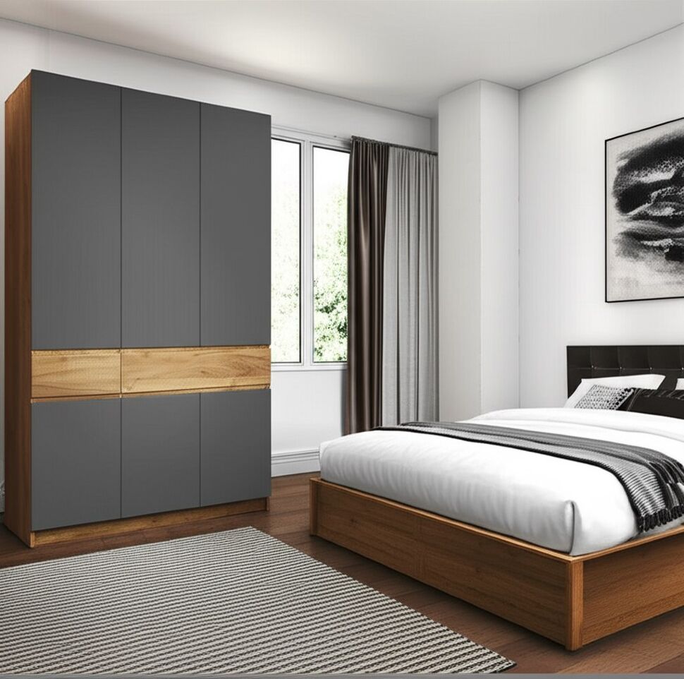 Шкаф 3-створчатый Авиньон (Графит серый)