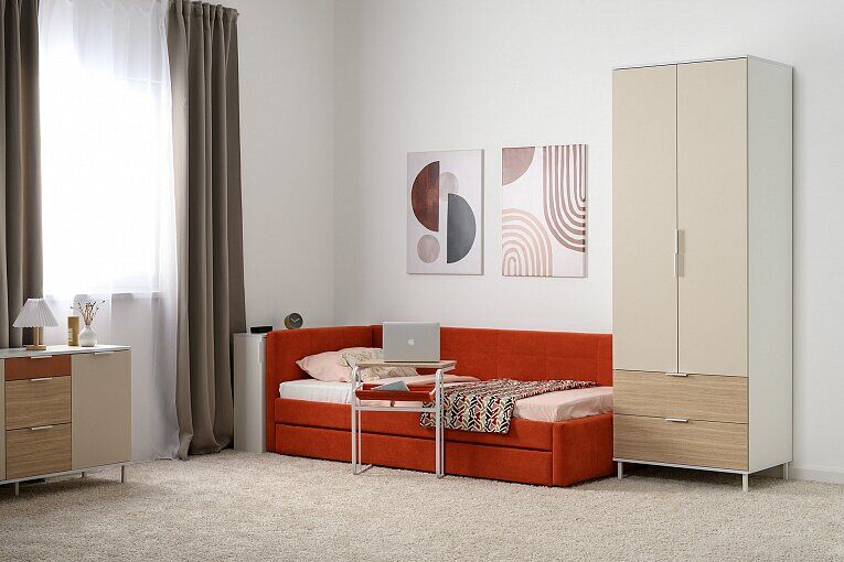 Марвэл Шкаф 16.317.02 Белый PE шагрень / Плэйн / Безмолвная Пустыня