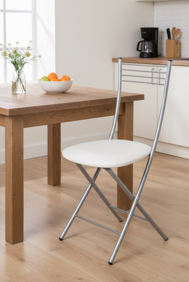 Стул Хлоя Складной Серебро/ Борнео милк