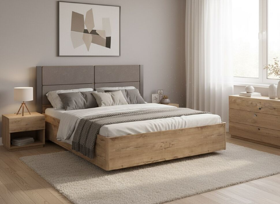 НМ 040.52-01 Кровать Livorno /дуб бунратти / софт графит