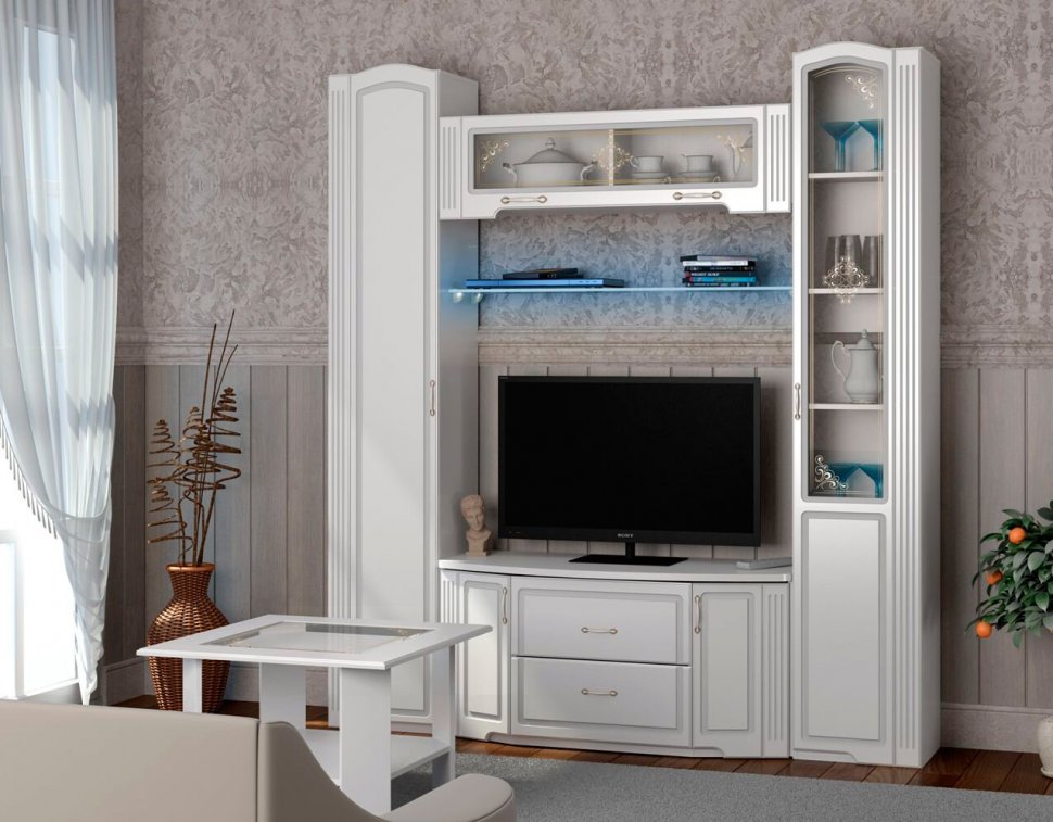 Шкаф-пенал со стеклом (правый) Виктория Ижмебель 32 