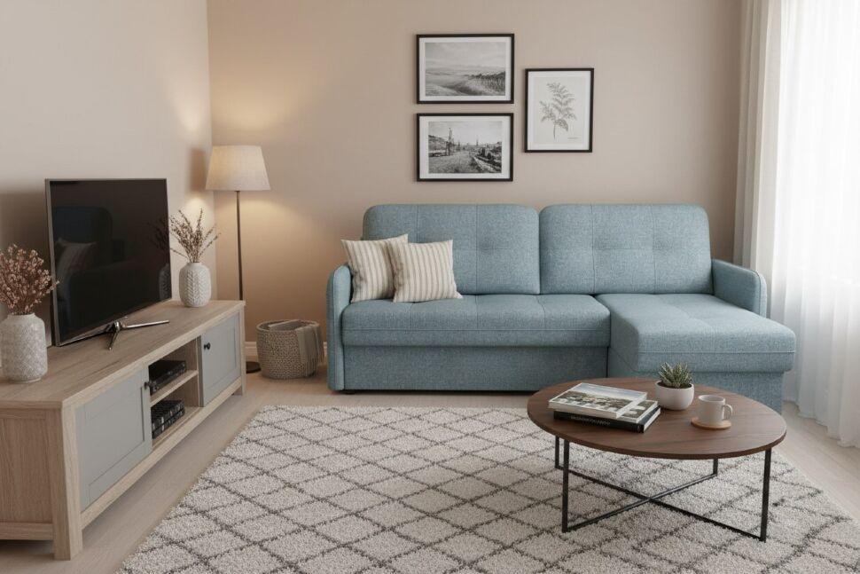 Диван-кровать угловой SMART 1 2Т-1Пф Рогожка Sherlock 975