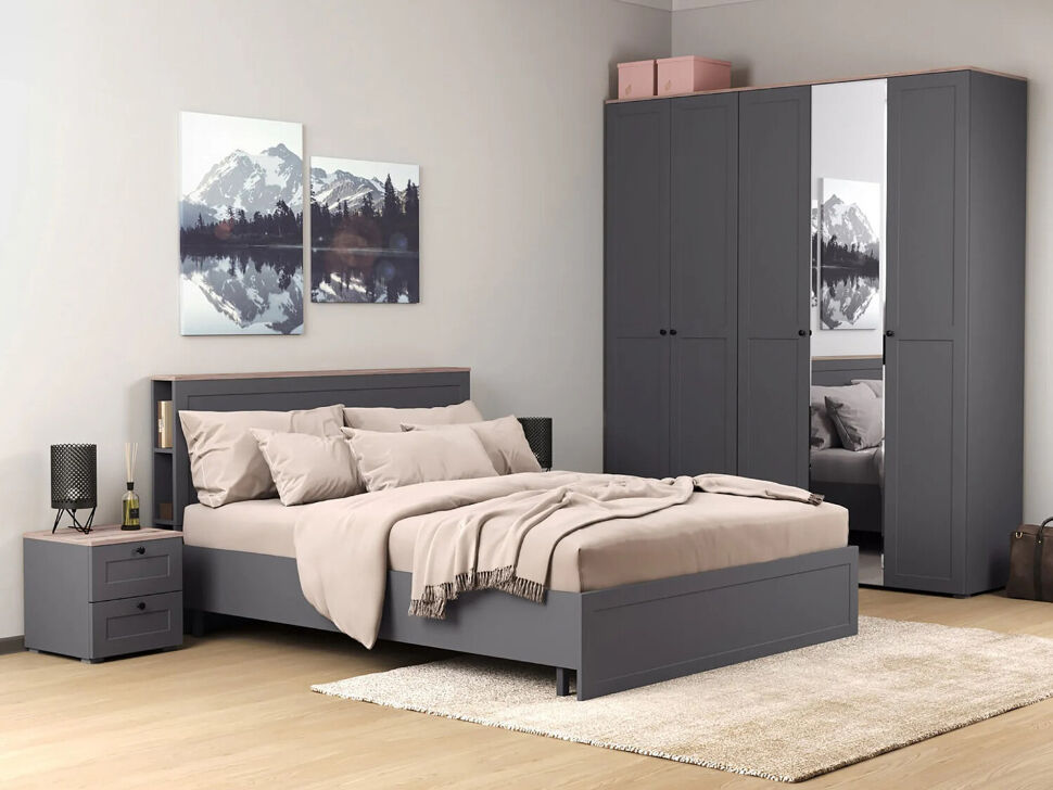 Остин Спальня 2 графит/дуб золотой