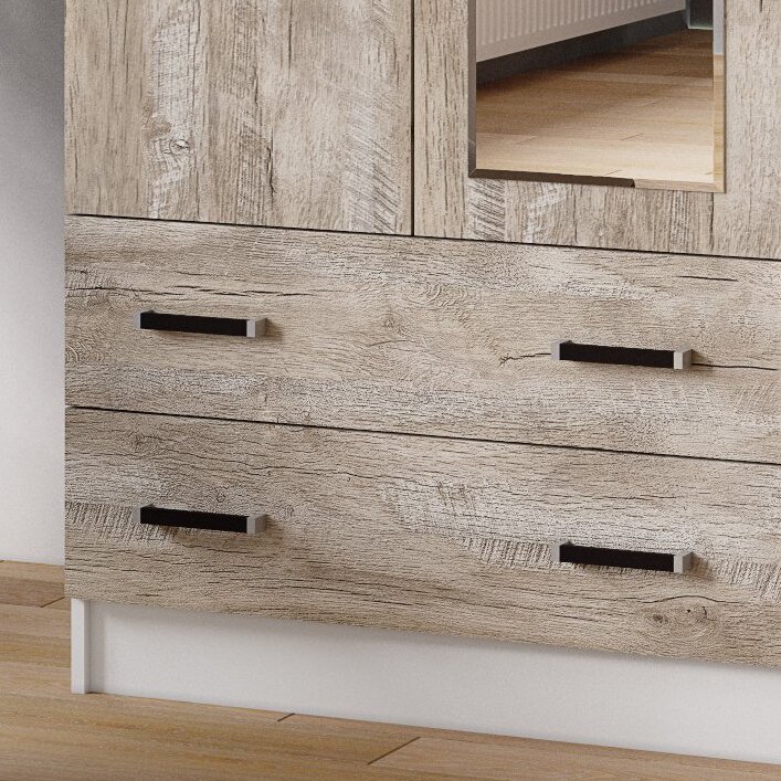 Шкаф двухдверный с зеркалом 800 Лагуна (ТЭКС) Дуб Юкон