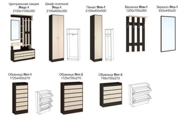 Обувница узкая ЯПТ-1 Ямайка ТЭКС (Венге)