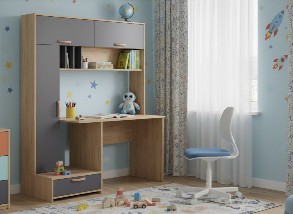 Лайт Стол письменный 03.243 Гикори Рокфорд натуральный / Темно-серый