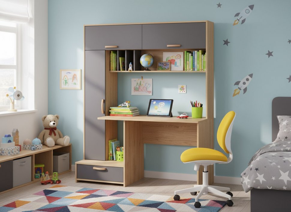 Лайт Стол письменный 03.243 Гикори Рокфорд натуральный / Темно-серый