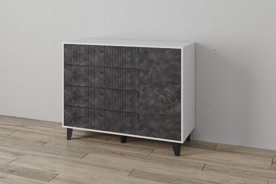 Комод Катрин-13, Белый, Мальта грей