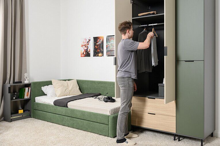 Марвэл Шкаф 16.317.02 Темно - серый / Плэйн / Дымчатый Зеленый