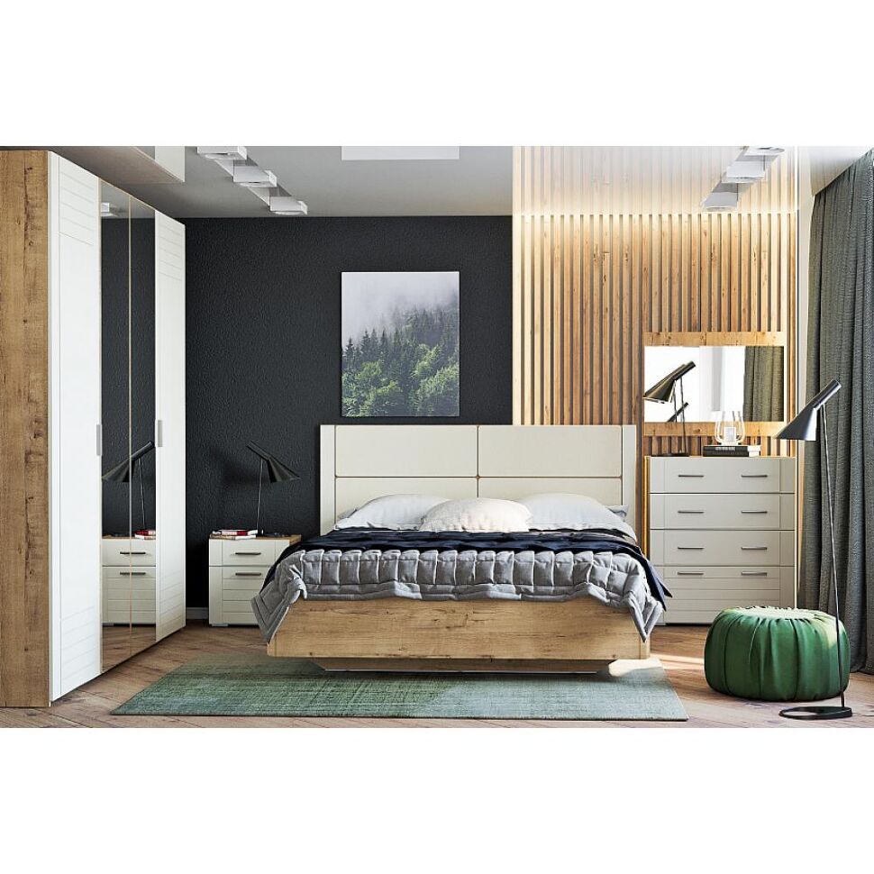 НМ 040.52-01 Кровать Livorno /дуб бунратти / софт панакота