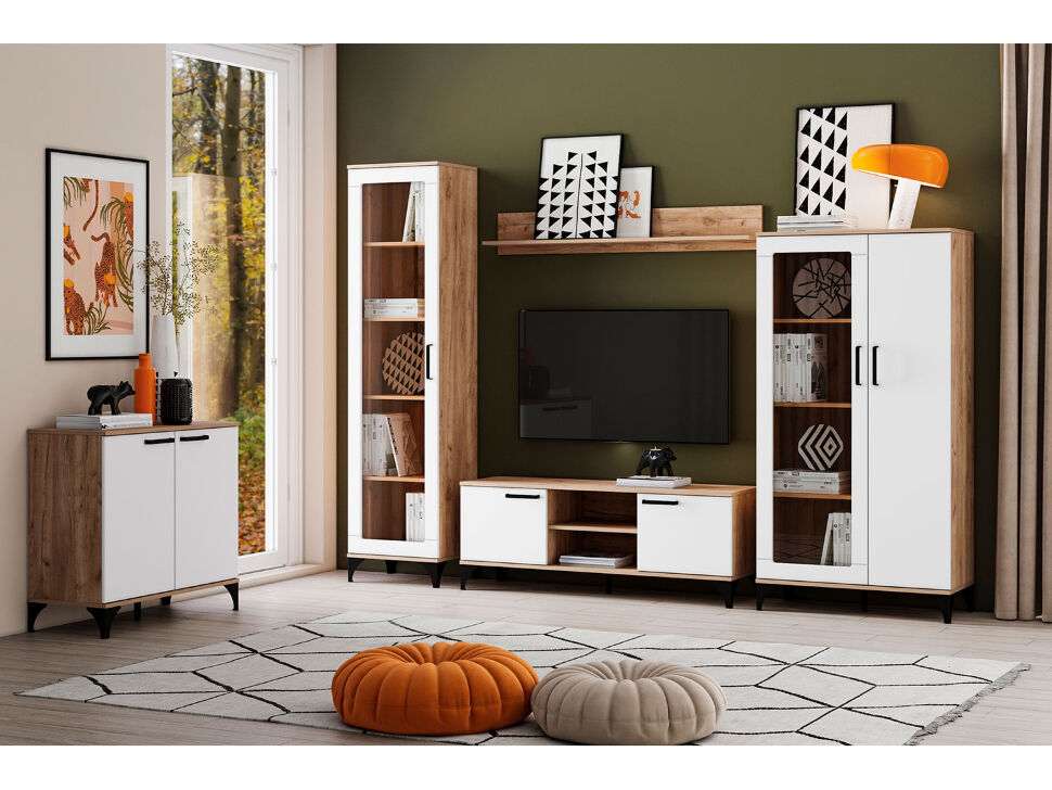 НМ 013.52 Марсель шкаф-пенал Дуб Крафт табачный/Меренга