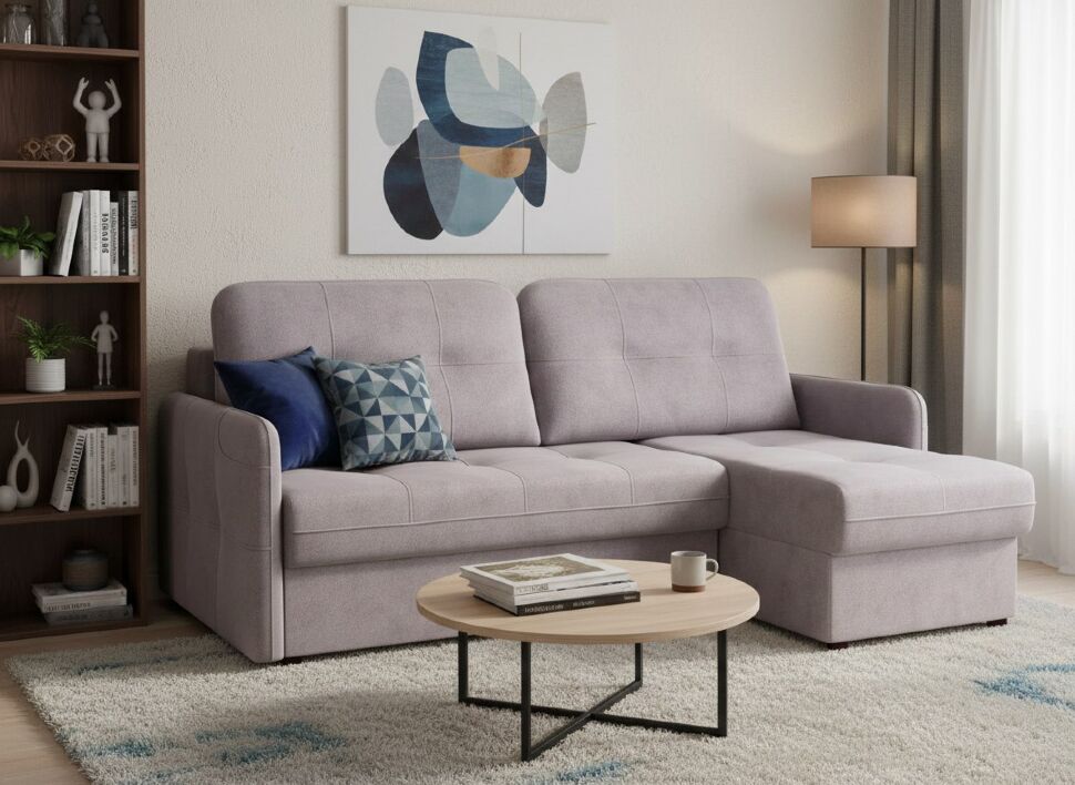 Диван-кровать угловой SMART 1 2Т-1Пф Велюр Кашемир 890