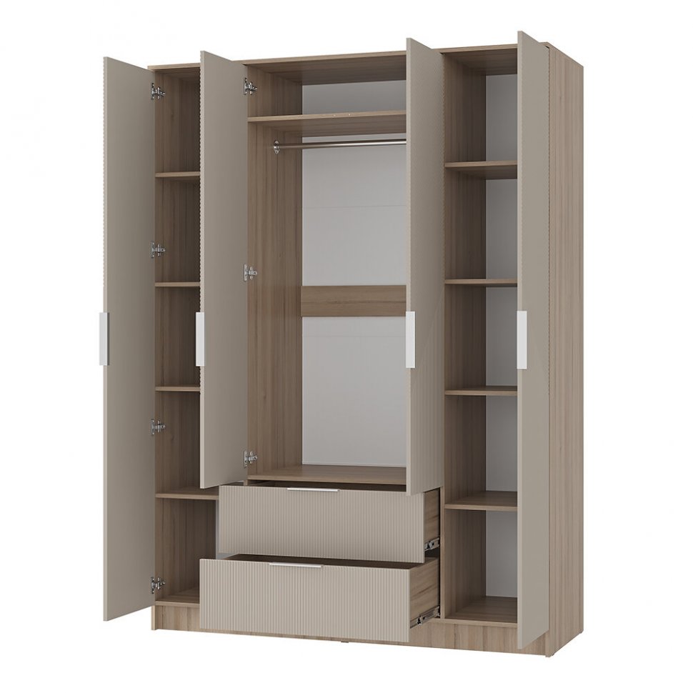 Шкаф 4-створчатый Эмилия ШК-11 (БТС) Дуб смоки / Айриш