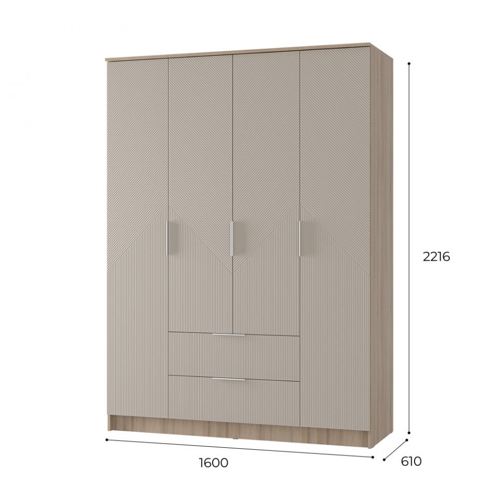 Шкаф 4-створчатый Эмилия ШК-11 (БТС) Дуб смоки / Айриш