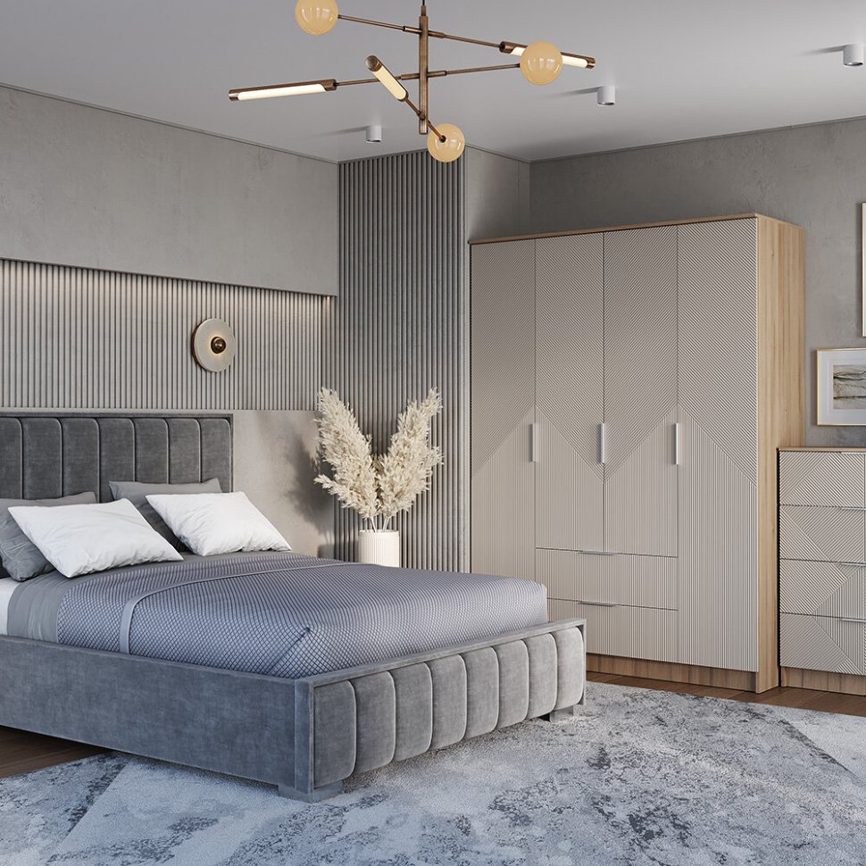 Шкаф 4-створчатый Эмилия ШК-11 (БТС) Дуб смоки / Айриш