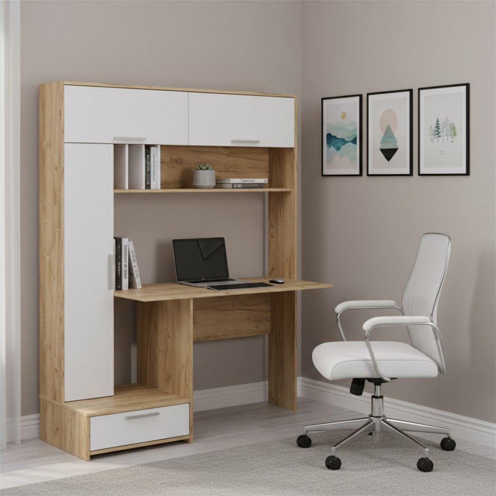 Лайт Стол письменный 03.243 Дуб Золотой/Белый