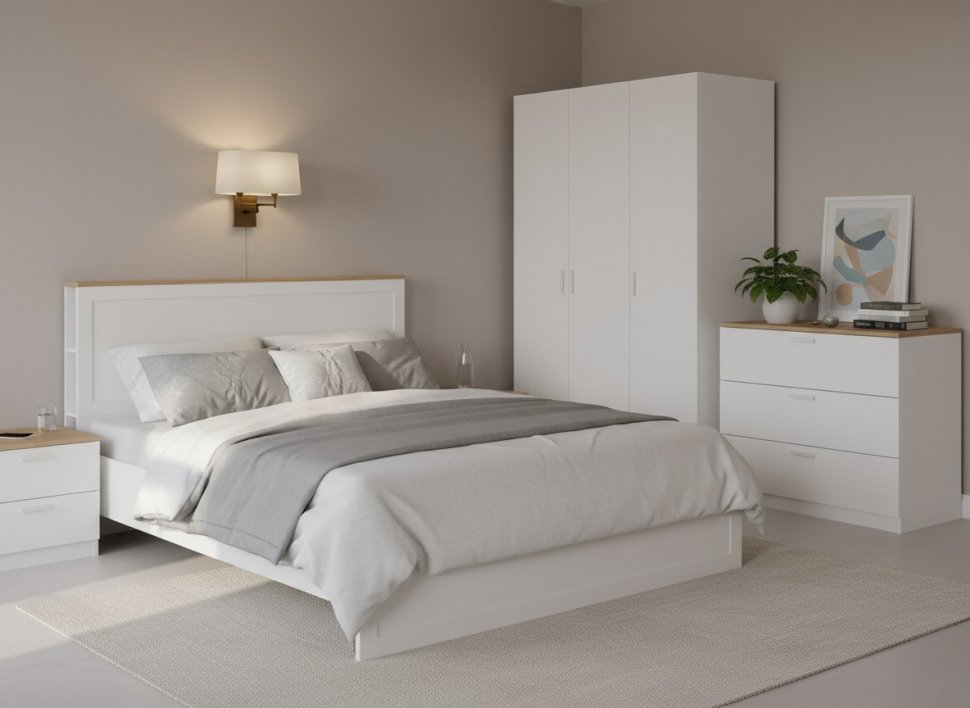 Остин Кровать 11.53 белый/дуб золотой