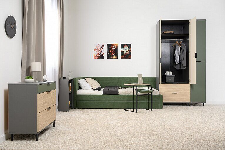 Марвэл Шкаф 16.317.03 Темно - серый / Плэйн / Дымчатый Зеленый