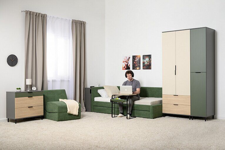 Марвэл Шкаф 16.317.03 Темно - серый / Плэйн / Дымчатый Зеленый