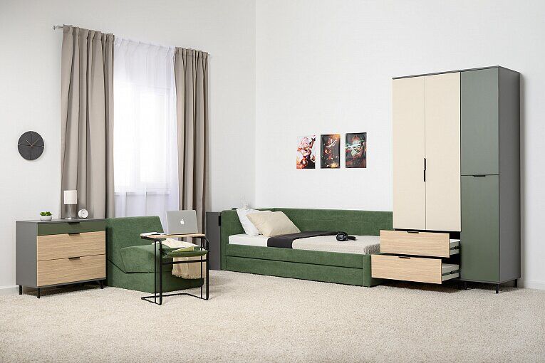 Марвэл Шкаф 16.317.03 Темно - серый / Плэйн / Дымчатый Зеленый