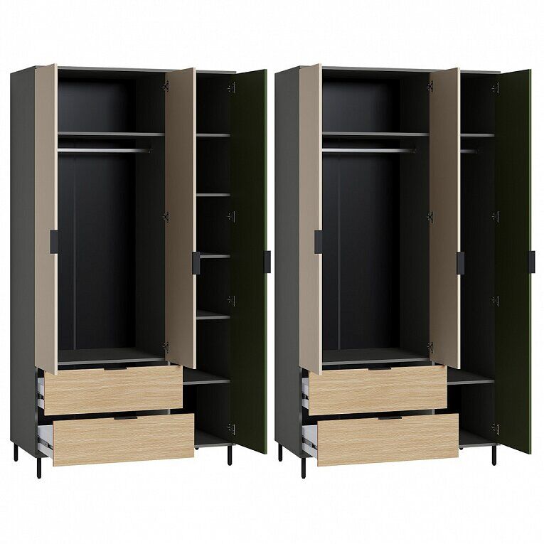 Марвэл Шкаф 16.317.03 Темно - серый / Плэйн / Дымчатый Зеленый