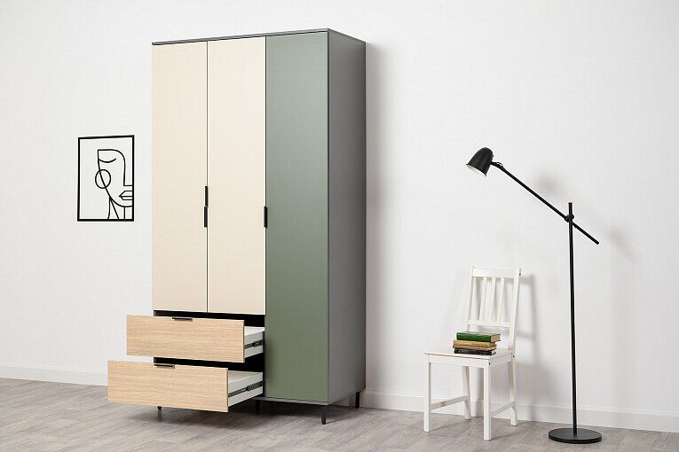 Марвэл Шкаф 16.317.03 Темно - серый / Плэйн / Дымчатый Зеленый