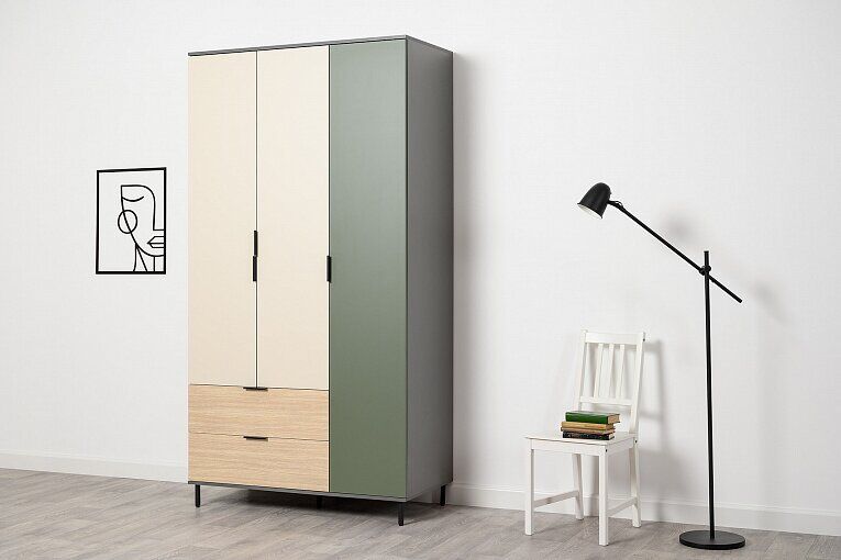 Марвэл Шкаф 16.317.03 Темно - серый / Плэйн / Дымчатый Зеленый