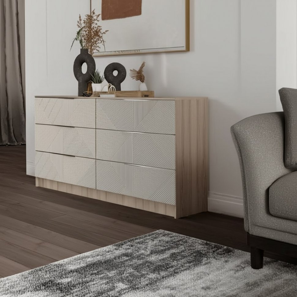 Двойной комод Эмилия КМ-04 (БТС) Дуб смоки / Айриш