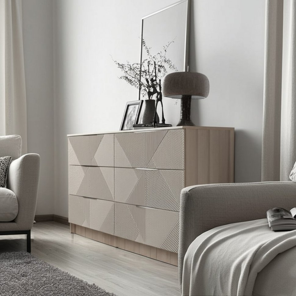 Двойной комод Эмилия КМ-04 (БТС) Дуб смоки / Айриш