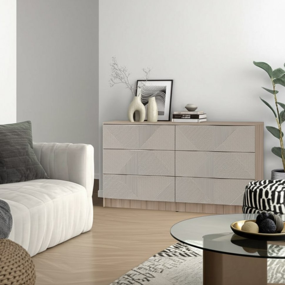 Двойной комод Эмилия КМ-04 (БТС) Дуб смоки / Айриш