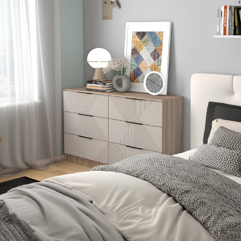 Двойной комод Эмилия КМ-04 (БТС) Дуб смоки / Айриш