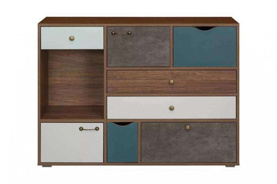 Вайс Комод 10.104 Морское дерево Винтаж/Камень Тем./Бензин/Белый