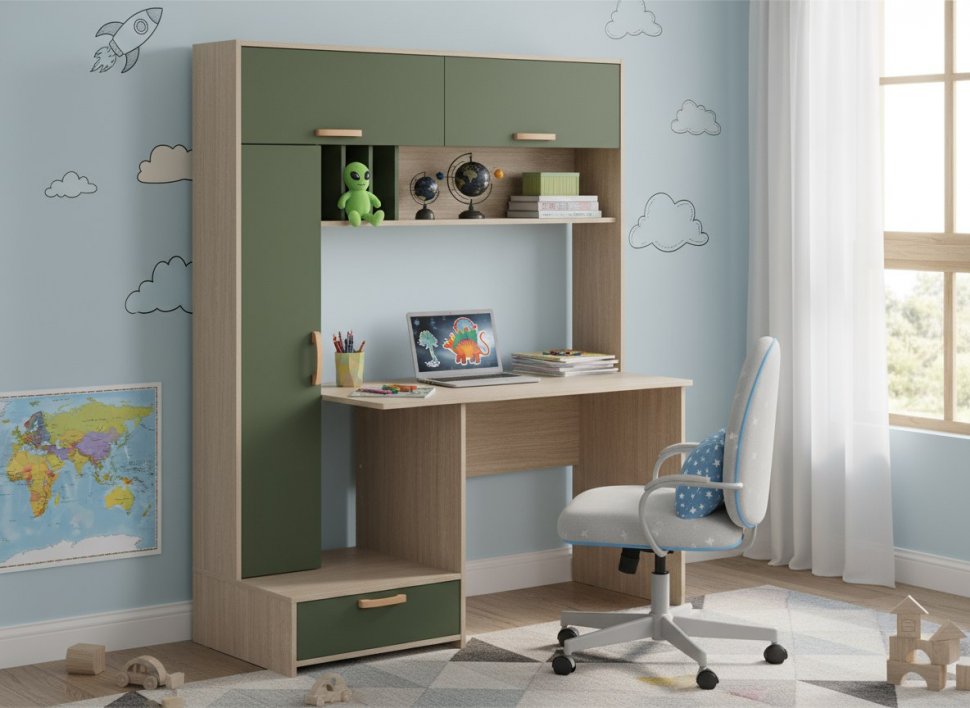 Лайт Стол письменный 03.243 Плэйн / Дымчатый Зеленый