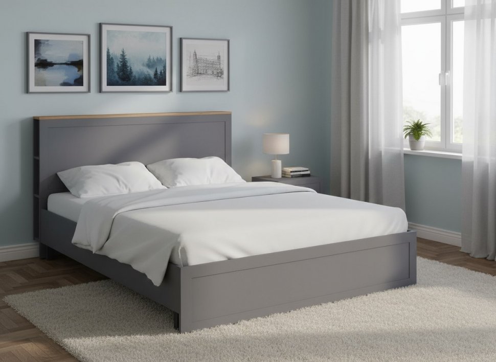 Остин Кровать 11.53 графит/дуб золотой