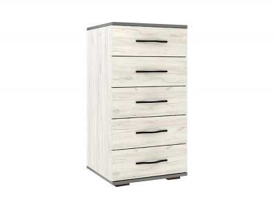 Бастион Комод узкий / Дуб Крафт Белый / Серый Шифер