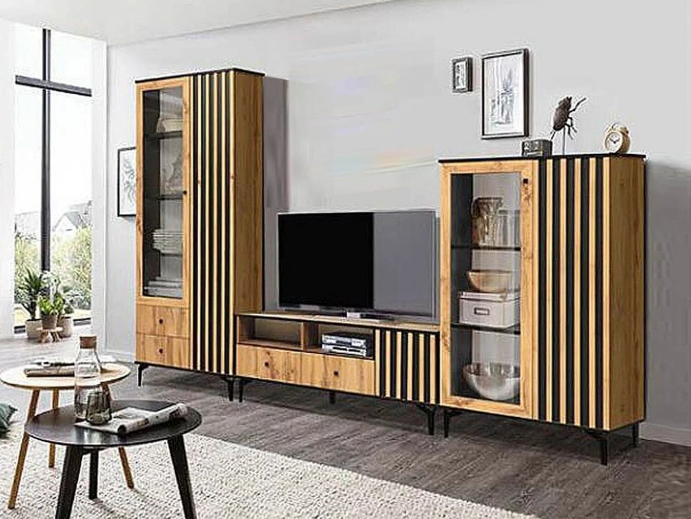 Модульная гостиная Либерти 5 (опора h150) Дуб вотан/Черный