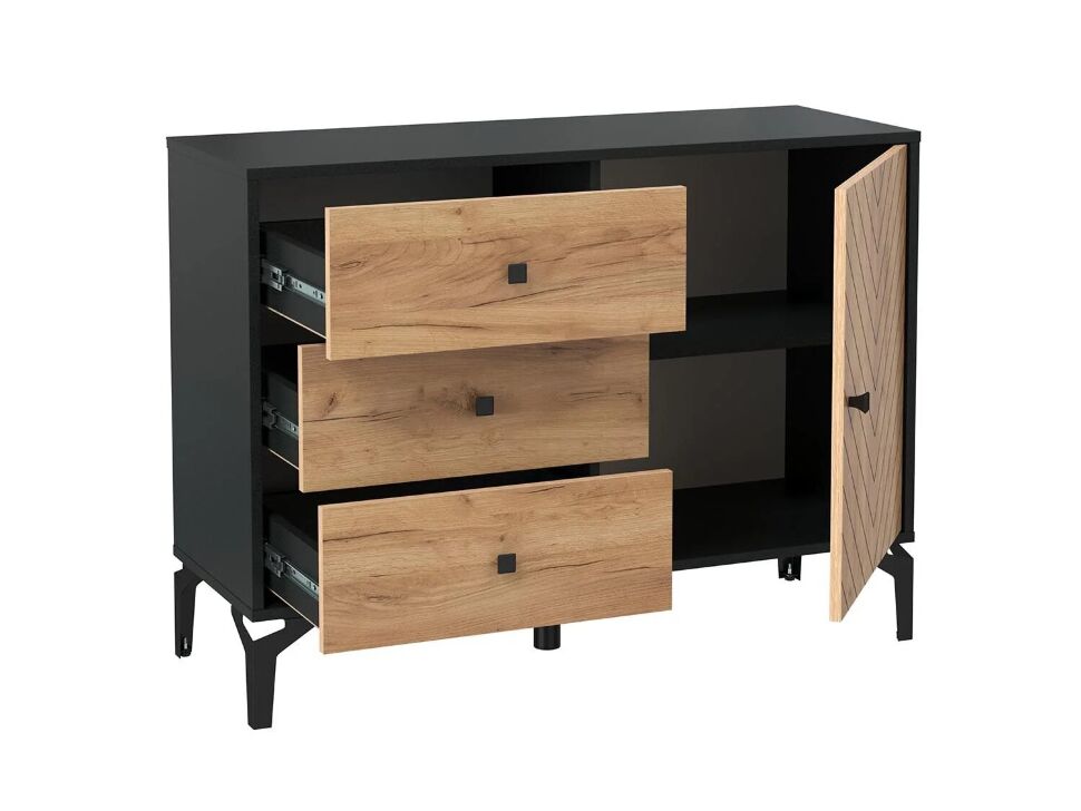 Комод Лофт 59.02 черный/дуб золотой