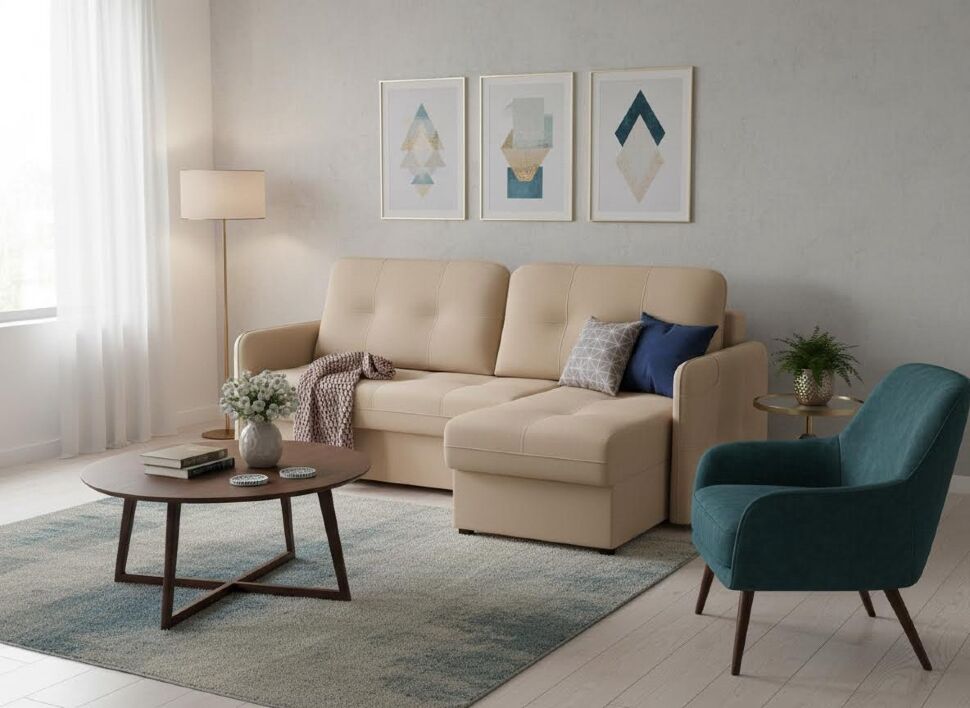 Диван-кровать угловой SMART 1 2Т-1Пф Велюр Velutto 05