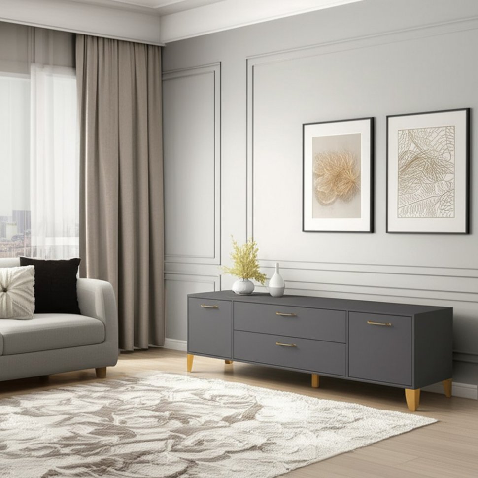 Тумба под телевизор Парус-13, Графит серый