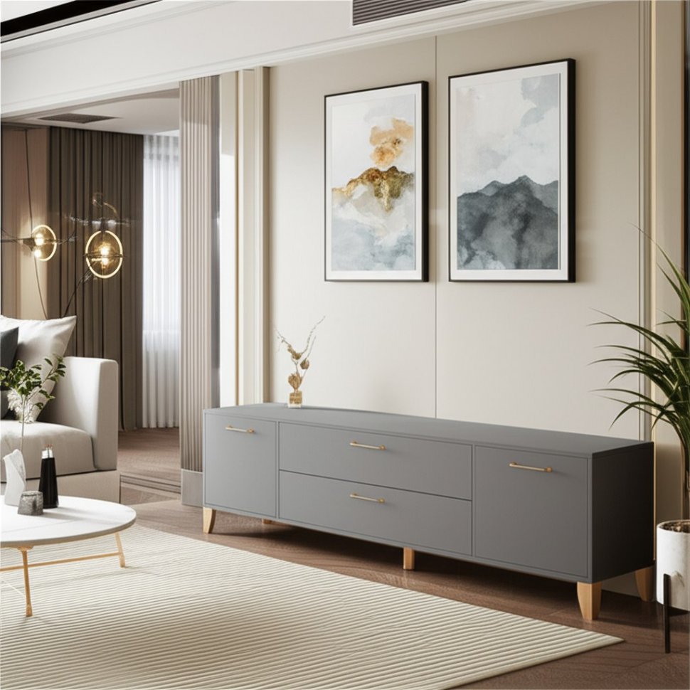 Тумба под телевизор Парус-13, Графит серый