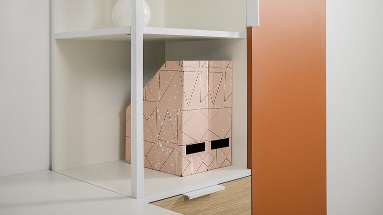 Марвэл Шкаф комбинированный 13.22 Белый PE шагрень / Плэйн / Безмолвная Пустыня