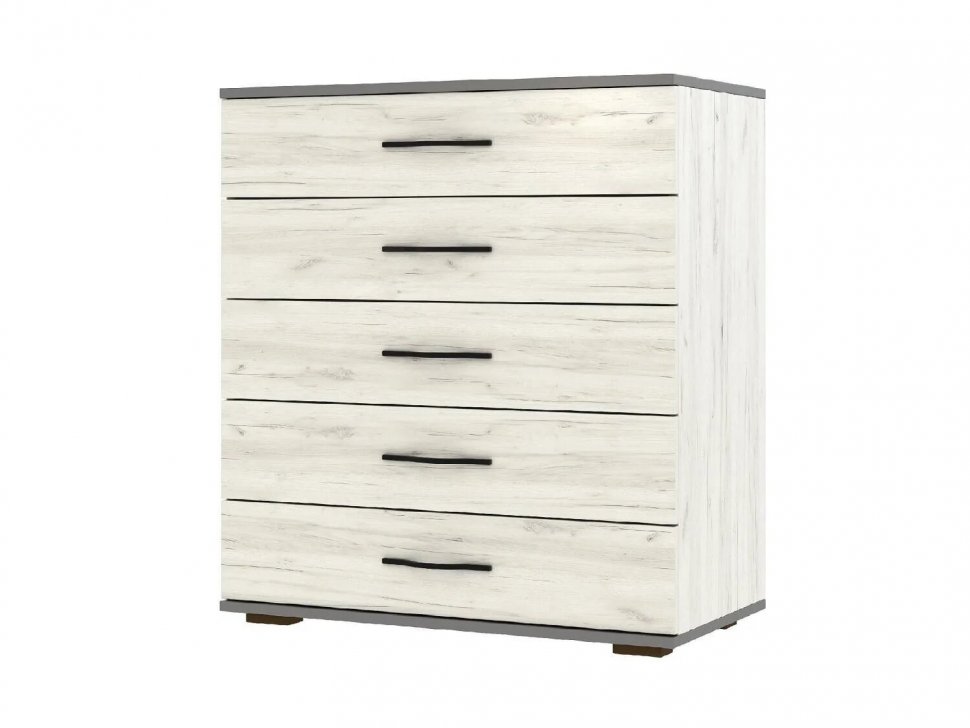 Бастион Комод широкий / Дуб Крафт Белый / Серый Шифер