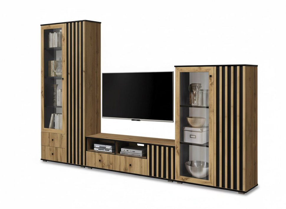 Модульная гостиная Либерти 5 (опора h20) Дуб вотан/Черный