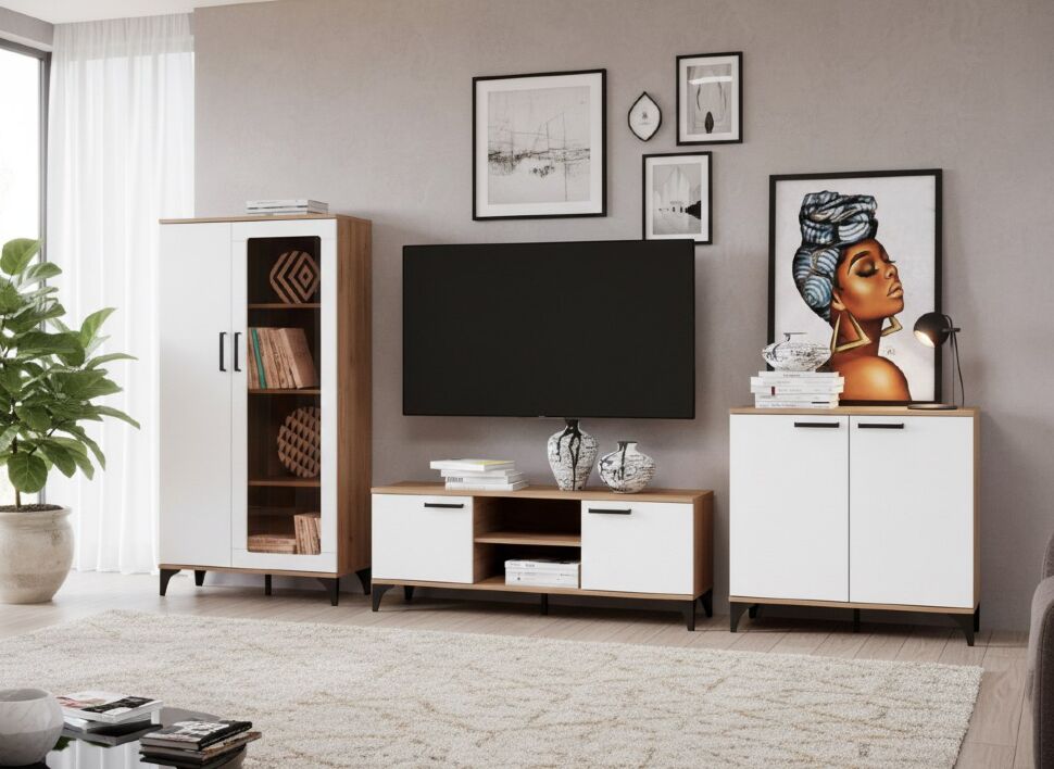 Марсель гостиная комплектация 3 Дуб Крафт табачный/Меренга