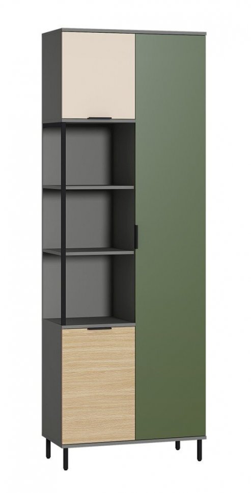 Марвэл Шкаф комбинированный 13.22 Темно - серый / Плэйн / Дымчатый Зеленый