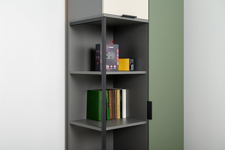 Марвэл Шкаф комбинированный 13.22 Темно - серый / Плэйн / Дымчатый Зеленый