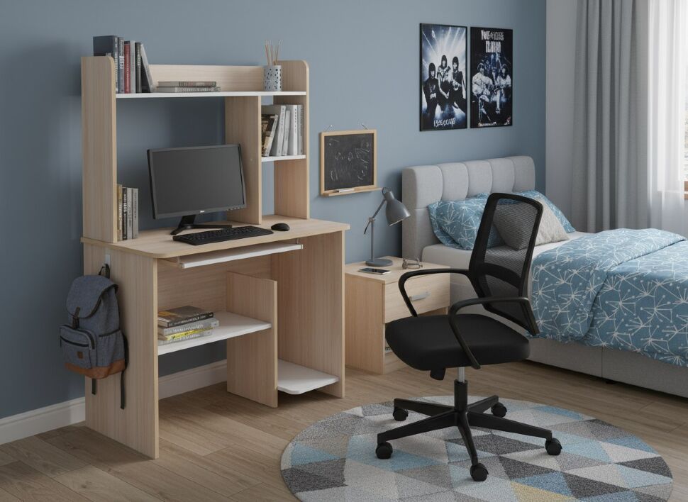 Интел-1 стол компьютерный Дуб сонома / Белый снег