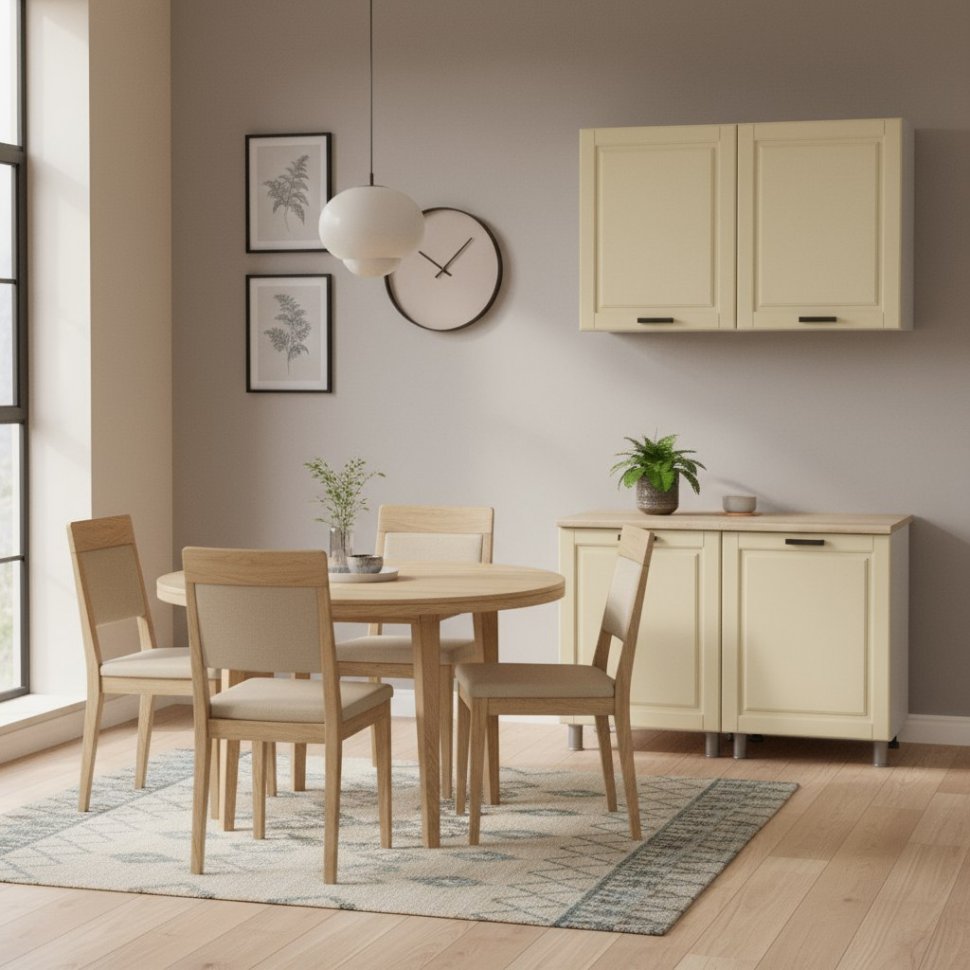 Кухня Аленушка 1,2 м Астра Крем,скоба черный,сонома